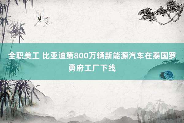 全职美工 比亚迪第800万辆新能源汽车在泰国罗勇府工厂下线