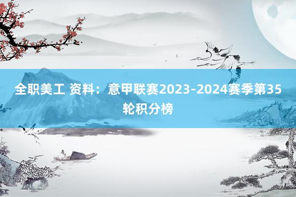 全职美工 资料：意甲联赛2023-2024赛季第35轮积分榜